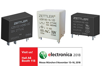 赛特勒（ZETTLER）新型继电器将亮相2018年慕尼黑电子展